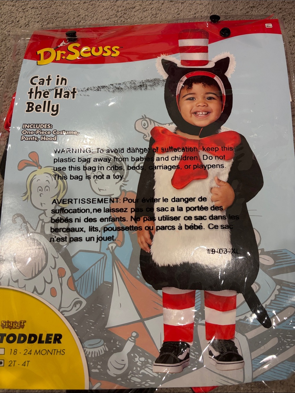Dr. Seuss Cat in the Hat Toddler Costume - Black, White & Red